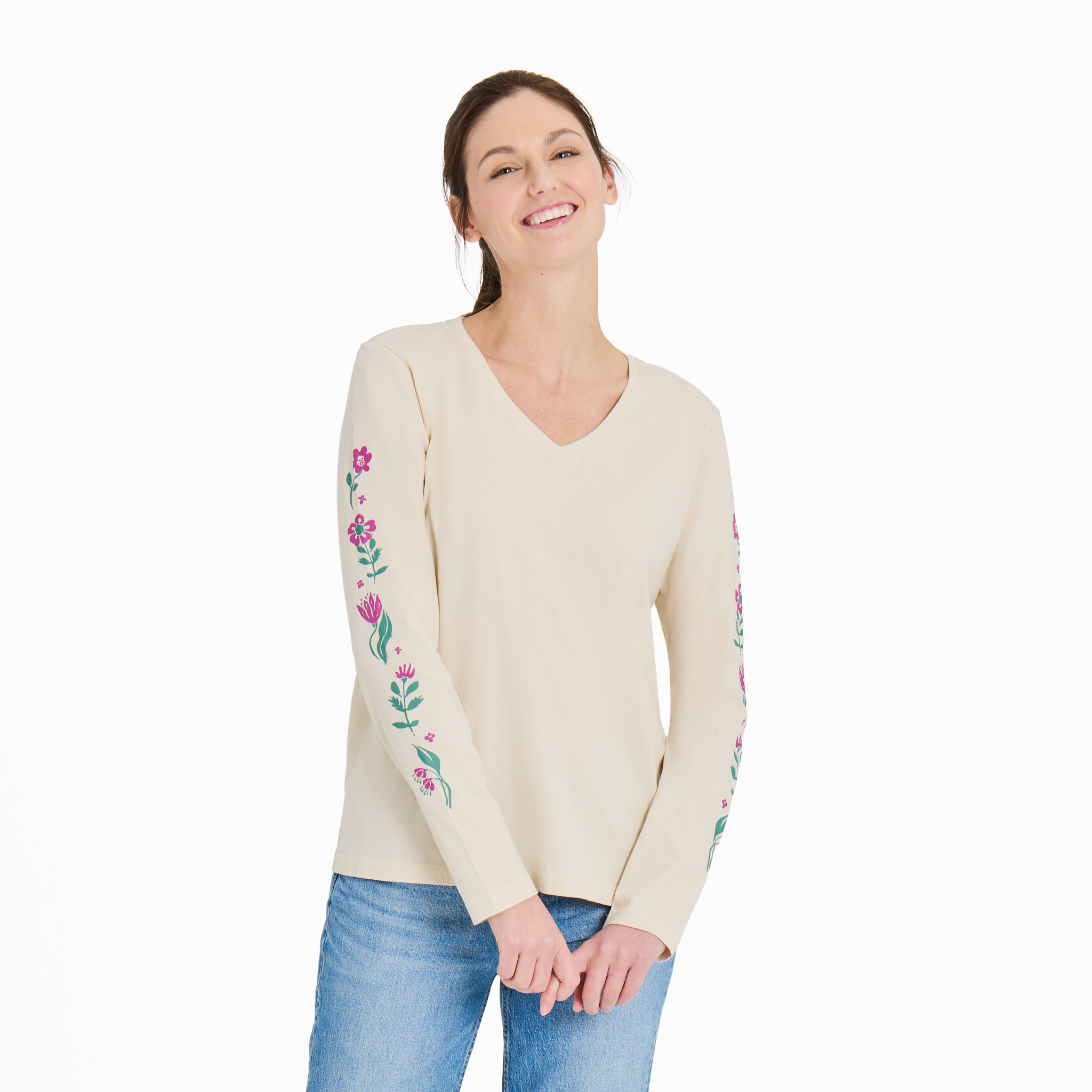Women's Long Sleeve Crusher-LITE Tee - Woodblock Floral