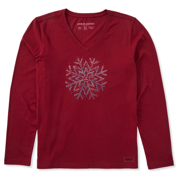Women's Long Sleeve Crusher-LITE Vee - Sparkle Snowflake