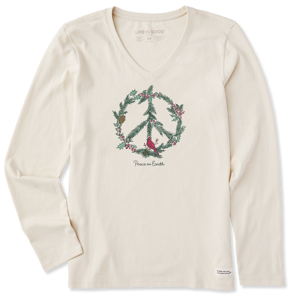 Women's Long Sleeve Crusher-LITE Vee - Winter Pines Peace - Life is Good Westport, Canada
