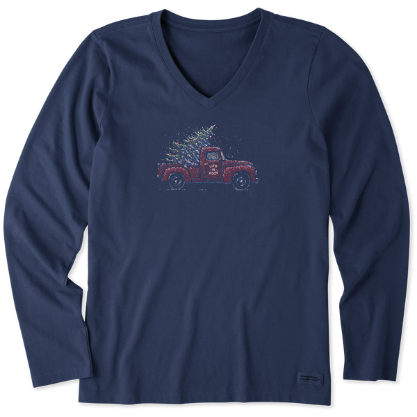 Women's Long Sleeve Crusher-LITE Vee - Christmas Tree Truck