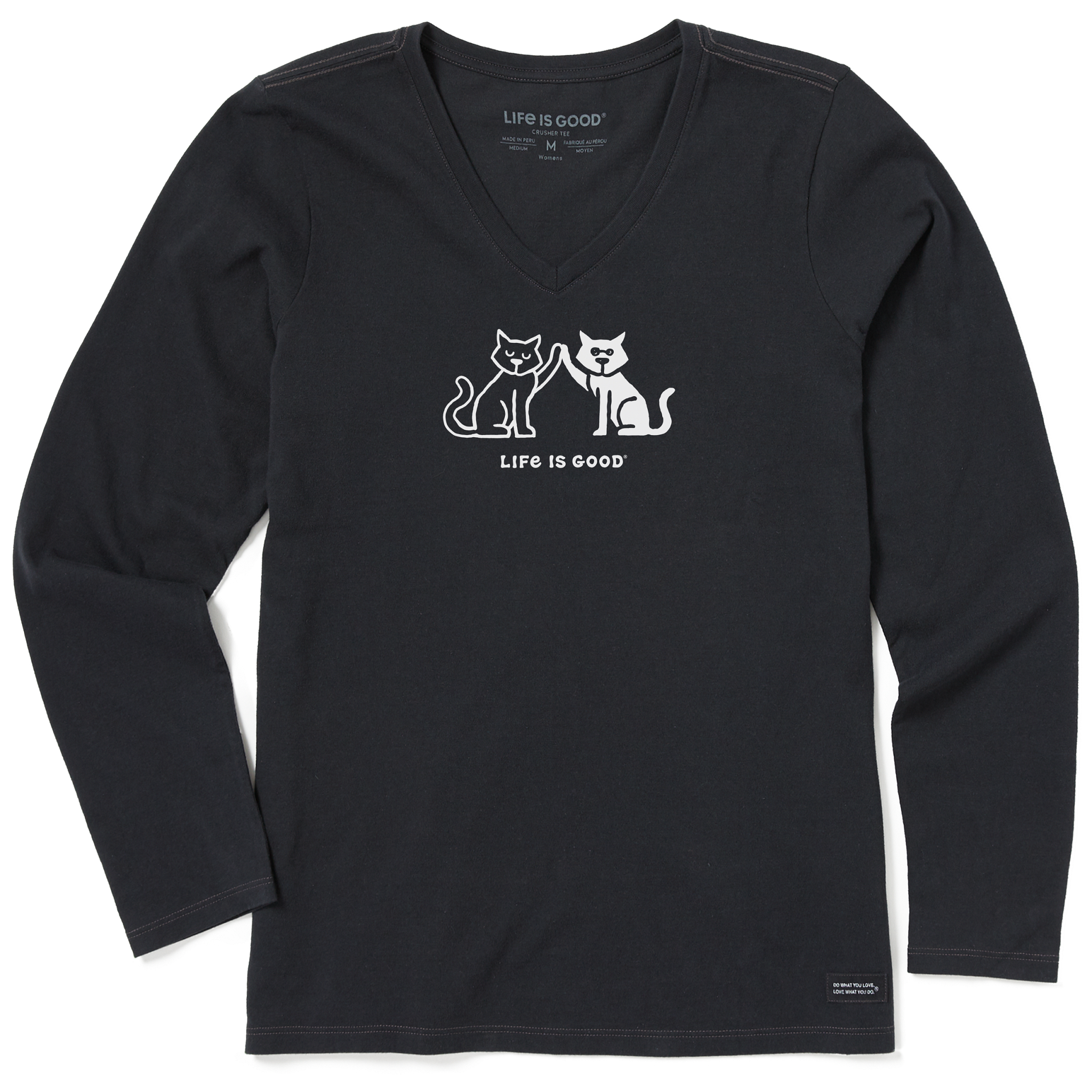 Women's Long Sleeve Crusher-LITE Tee - High Five Cats