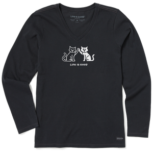 Women's Long Sleeve Crusher-LITE Tee - High Five Cats