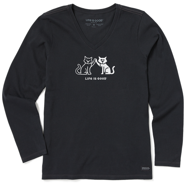 Women's Long Sleeve Crusher-LITE Tee - High Five Cats