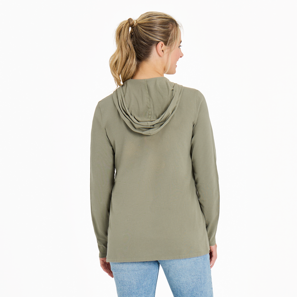 Women's Long Sleeve Striped Crusher-LITE Hooded Tee - Tiger Butterfly