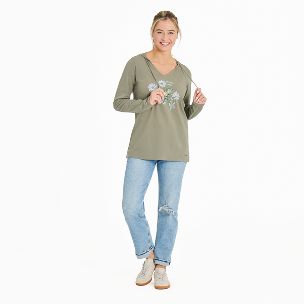 Women's Long Sleeve Striped Crusher-LITE Hooded Tee - Tiger Butterfly