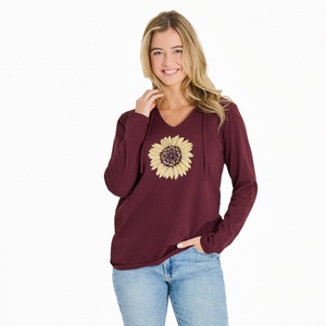 Women's  Long Sleeve Striped Crusher-LITE Hooded Tee - Detailed Sunflow
