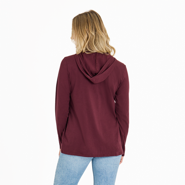 Women's  Long Sleeve Striped Crusher-LITE Hooded Tee - Detailed Sunflow