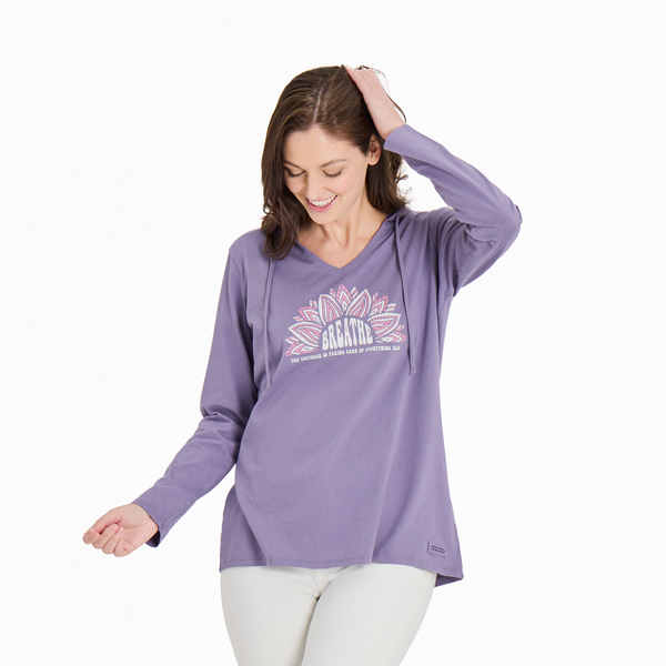 Women's  Long Sleeve Striped Crusher-LITE Hooded Tee - Breathe Sun