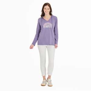 Women's  Long Sleeve Striped Crusher-LITE Hooded Tee - Breathe Sun