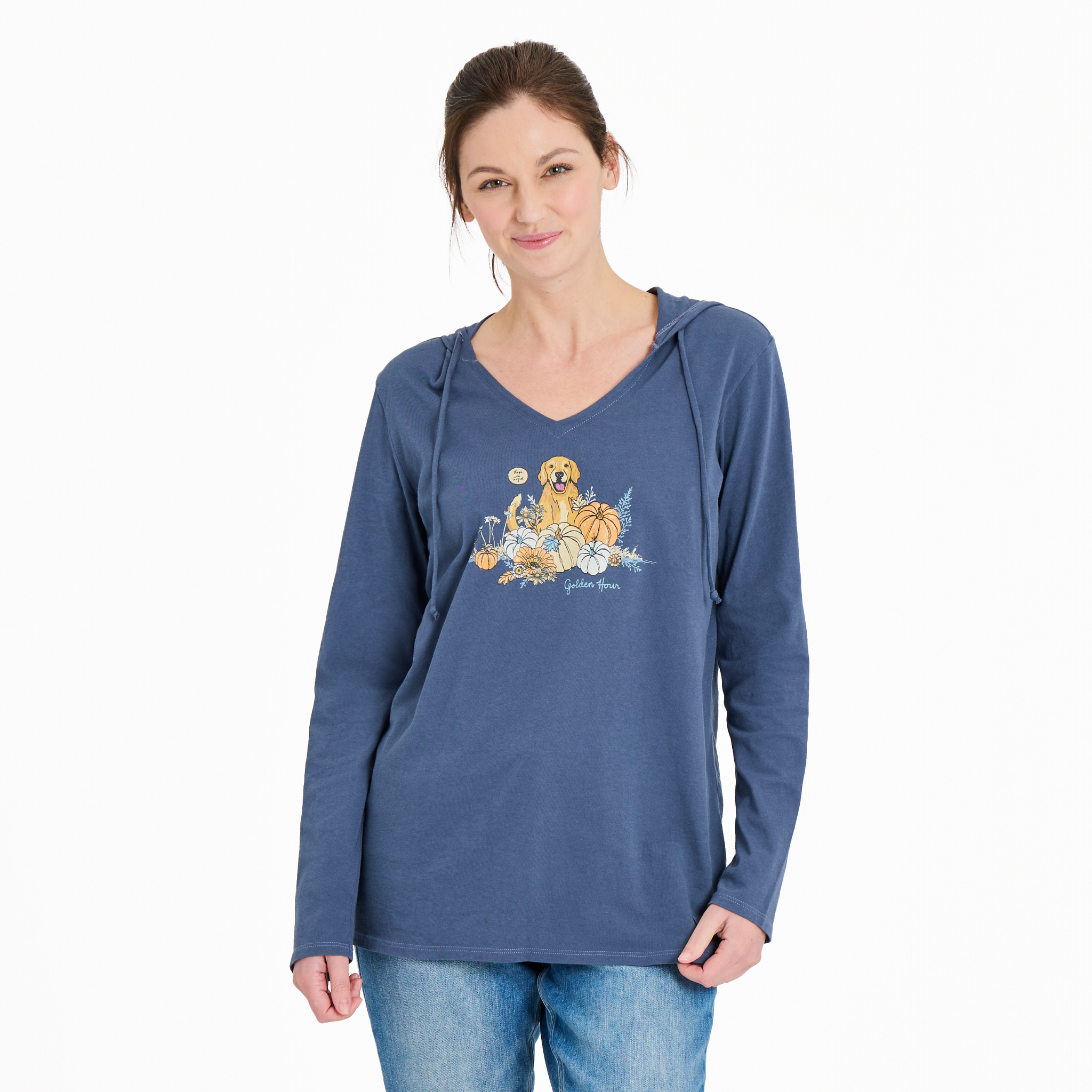 Women's Long Sleeve Striped Crusher-LITE Hooded Tee - Golden Hour
