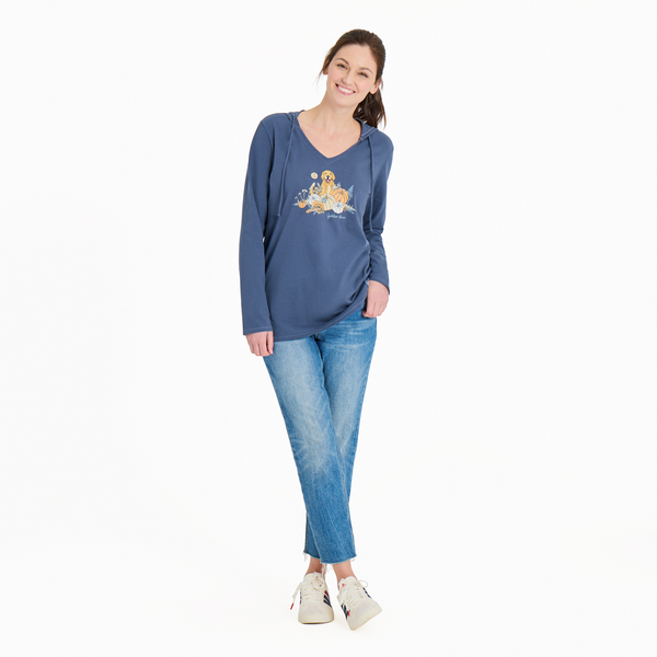 Women's Long Sleeve Striped Crusher-LITE Hooded Tee - Golden Hour