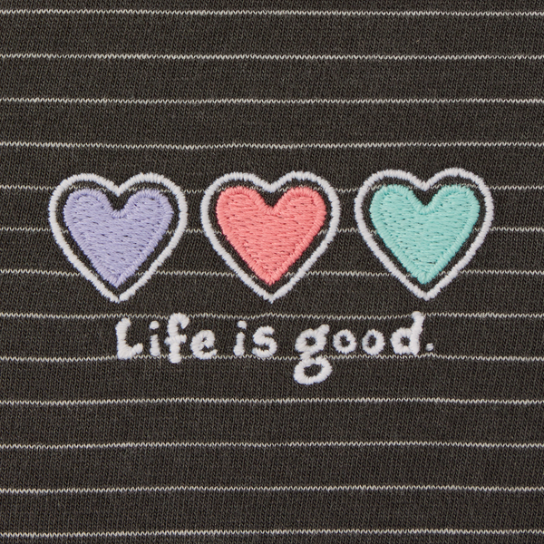 Women's Long Sleeve Striped Crusher-LITE Hooded Tee - 3 Hearts