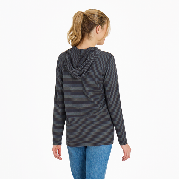 Women's Long Sleeve Striped Crusher-LITE Hooded Tee - 3 Hearts