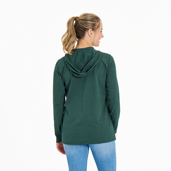 Women's  Long Sleeve Striped Crusher-LITE Hooded Tee - Crafty Wildflower