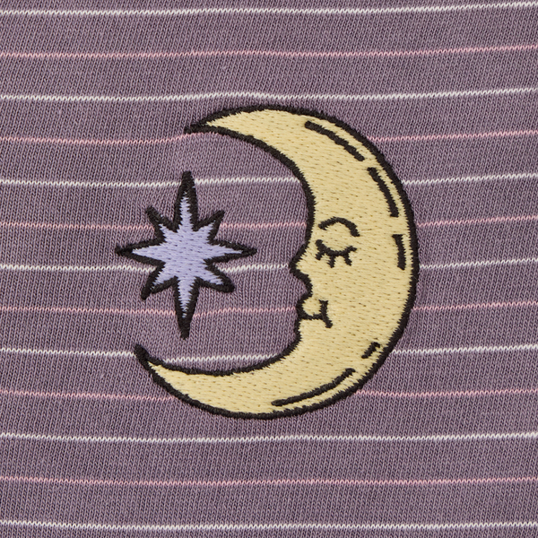 Women's  Long Sleeve Striped Crusher-LITE Hooded Tee - Moon and Star