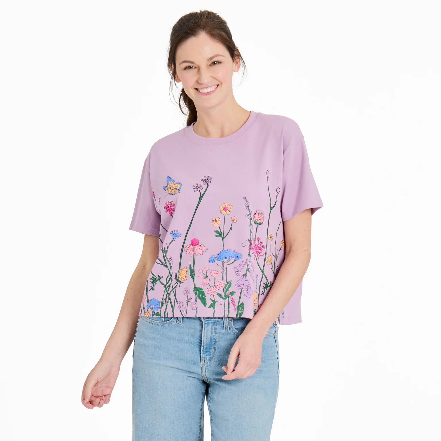 NEW STYLE! Women's Boxy Tee - Wildflower Garden