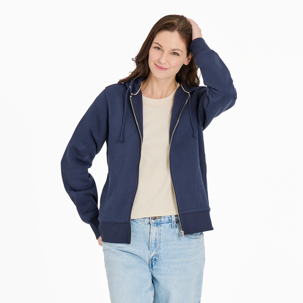 Women's Good Vibes Fleece Zip Hoodie - Crafty LIG Stack (Inkwell Blue) - Life is Good Westport, Canada