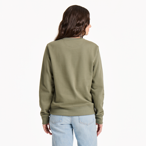 Women's Good Vibes Fleece Crewneck - Tonal LIG Ballyard (Moss Green) - Life is Good Westport, Canada