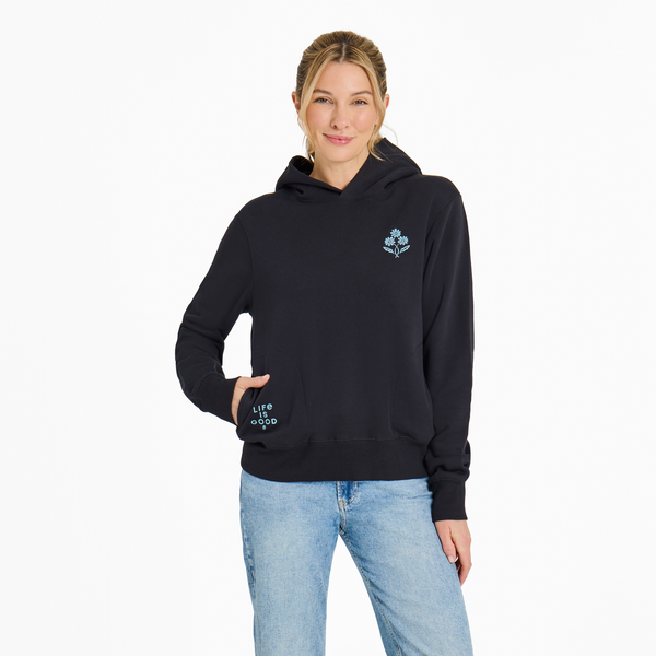Women's Good Vibes Fleece Hoodie - Daisy Trio (True Black) - Life is Good Westport, Canada
