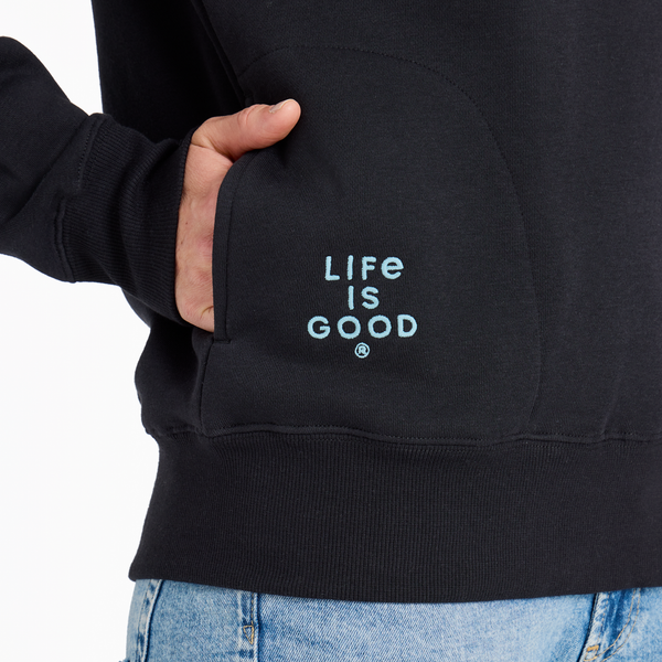 Women's Good Vibes Fleece Hoodie - Daisy Trio (True Black) - Life is Good Westport, Canada