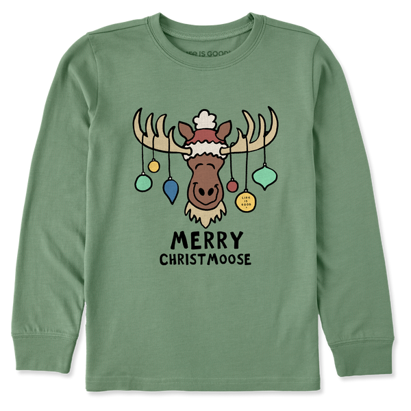 Kids Crusher Long Sleeve Tee - Merry Christmoose