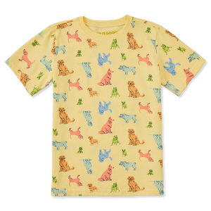 Toddler Crusher Tee - Playful Dog Pattern