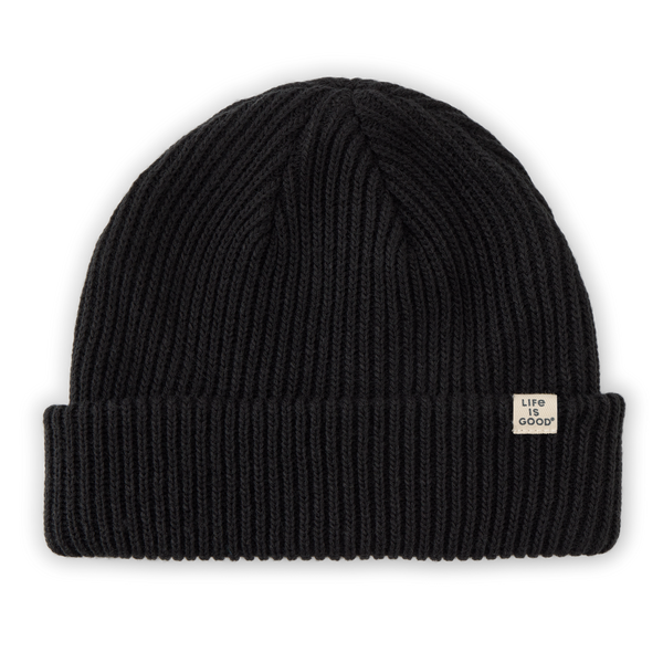 Adult Unisex Solid Mariner Toque - True Black - Life is Good Westport, Canada