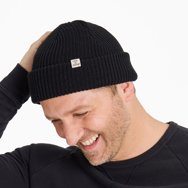 Adult Unisex Solid Mariner Toque - True Black - Life is Good Westport, Canada