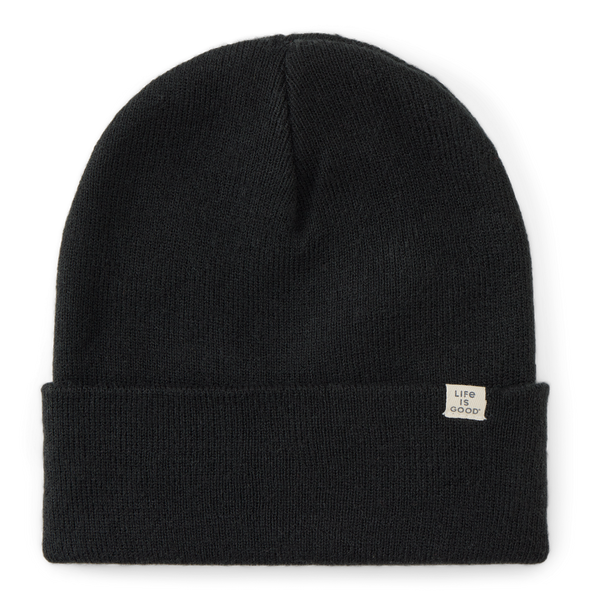 Adult Unisex Solid Cuff Toque - True Black - Life is Good Westport, Canada
