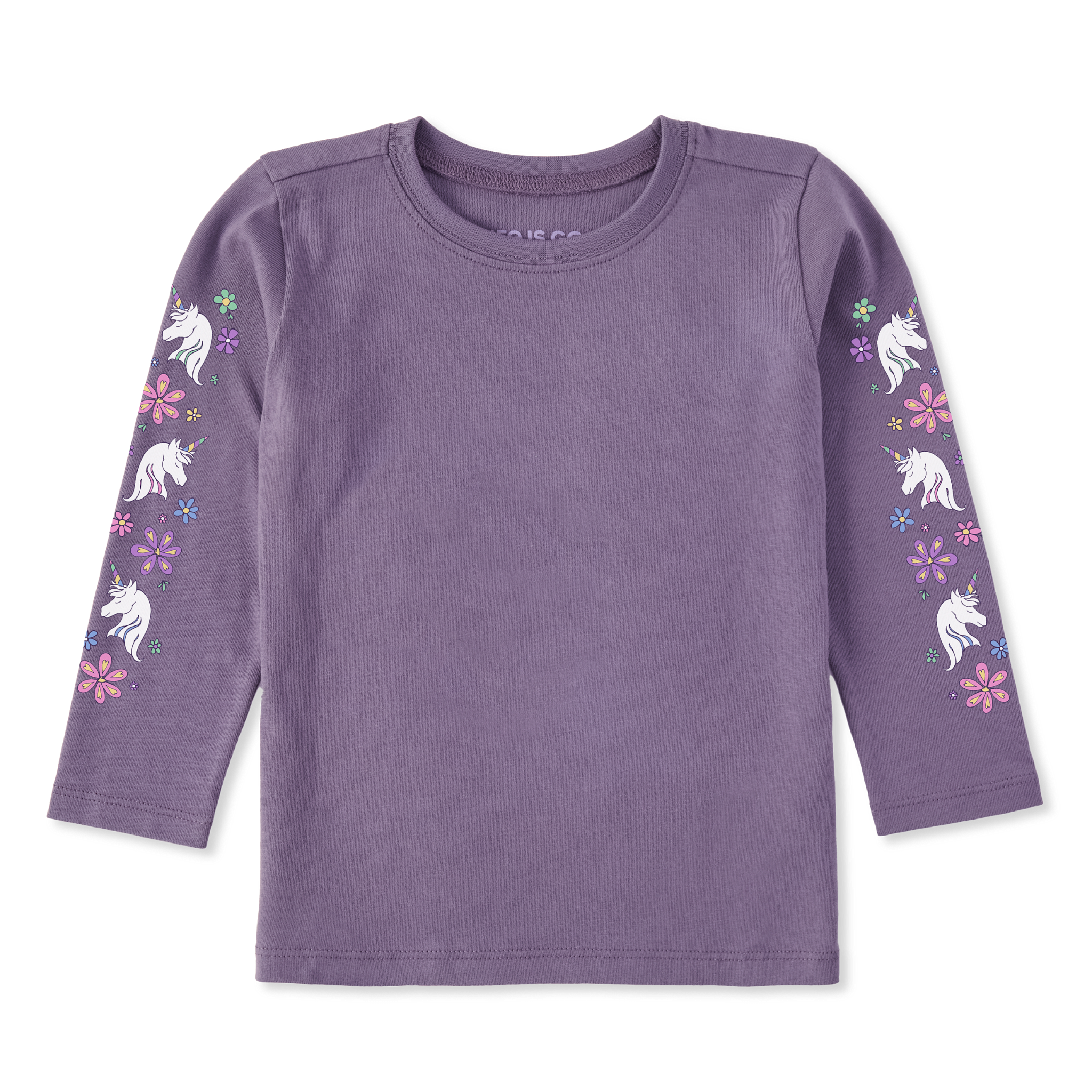 Toddler Crusher Long Sleeve Tee - Unicorn Flowers