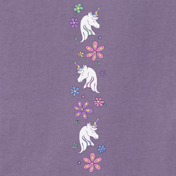 Toddler Crusher Long Sleeve Tee - Unicorn Flowers