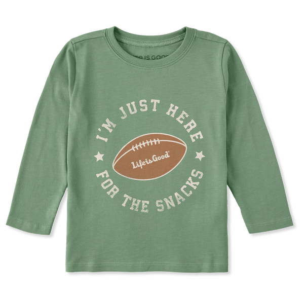 Toddler Crusher Long Sleeve Tee - Here for the Snacks (Football)