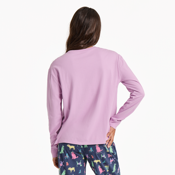 Womens Snuggle Sleep Long Sleeve Tee - Warm Winter Dogs