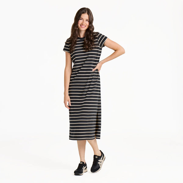 Women's Striped Weekend Crusher Dress - Jet Black