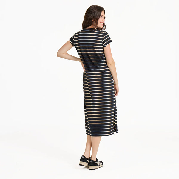 Women's Striped Weekend Crusher Dress - Jet Black