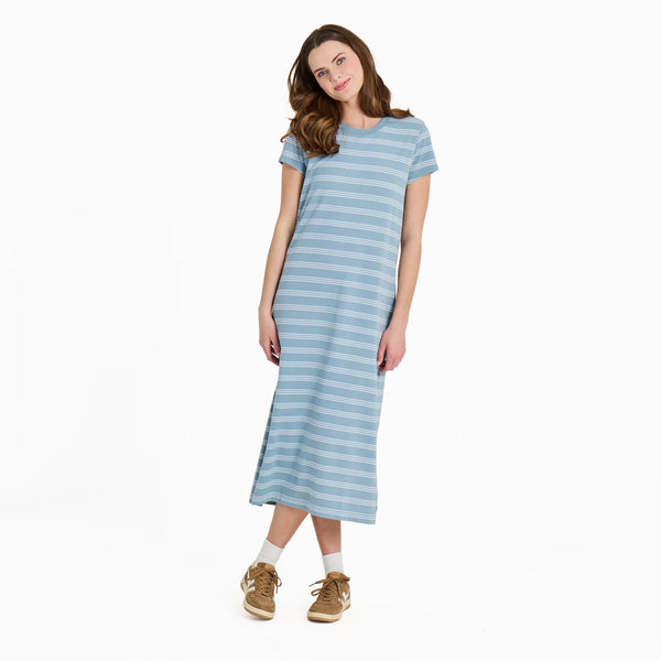 Women's Striped Weekend Crusher Dress - Smoky Blue