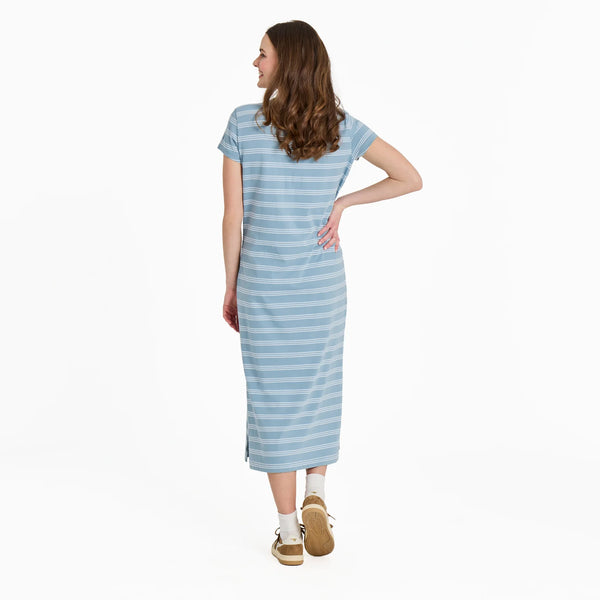 Women's Striped Weekend Crusher Dress - Smoky Blue