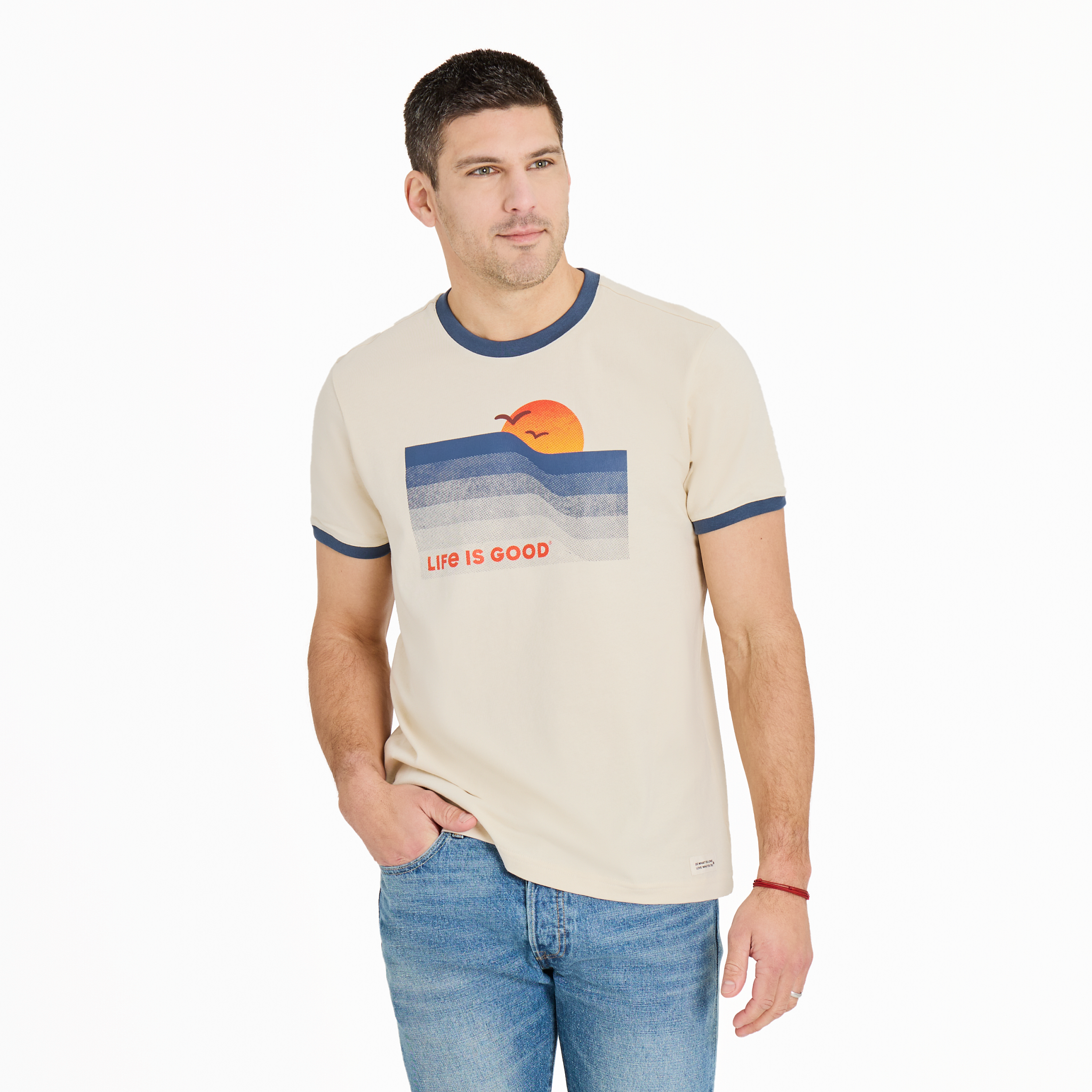 Men's Crusher Ringer Tee - Wavy Sunset