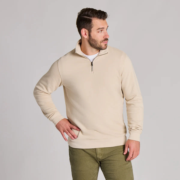 Men's French Terry Quarter Zip - Birch White