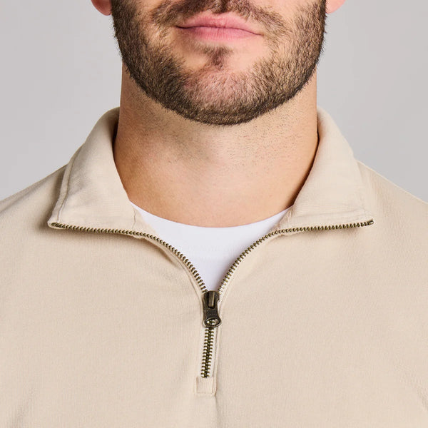 Men's French Terry Quarter Zip - Birch White