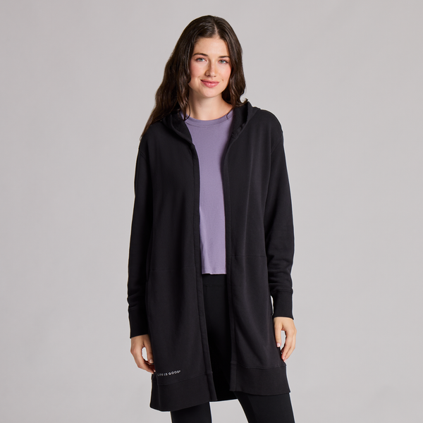 Women's French Terry Beyond Hip Hoodie - True Black