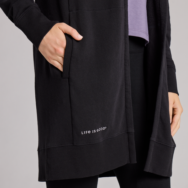 Women's French Terry Beyond Hip Hoodie - True Black