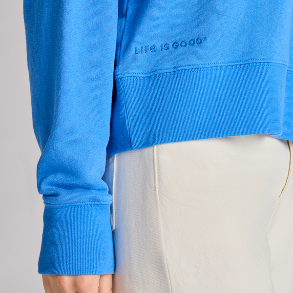 Women's French Terry Boxy Quarter Zip - Athletic Blue