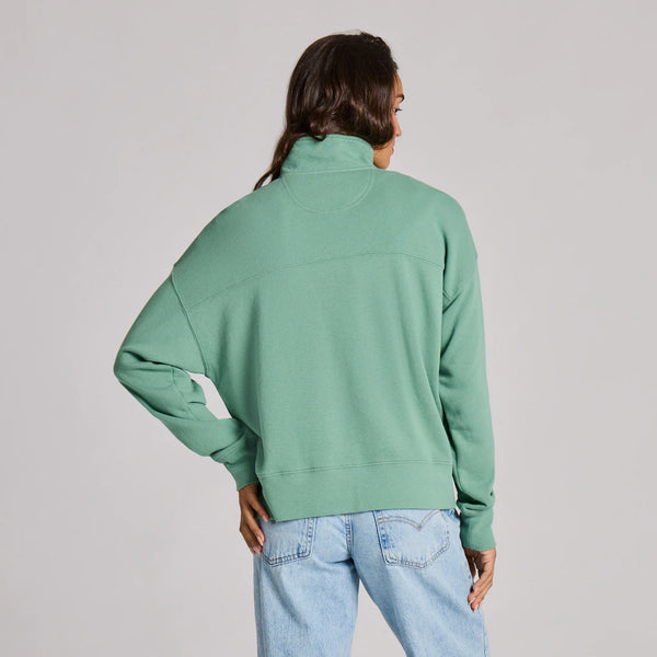 Women's French Terry Boxy Quarter Zip - Greenline Green