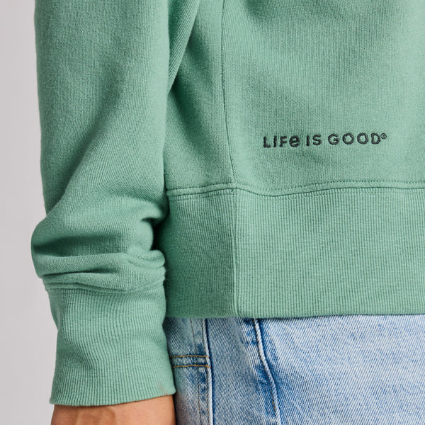 Women's French Terry Boxy Quarter Zip - Greenline Green