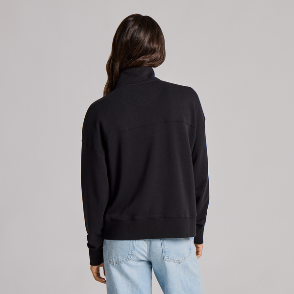 Women's French Terry Boxy Quarter Zip - True Black