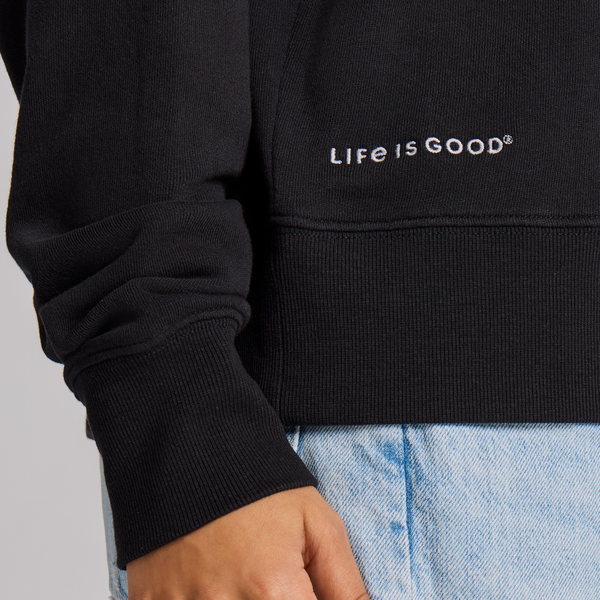Women's French Terry Boxy Quarter Zip - True Black