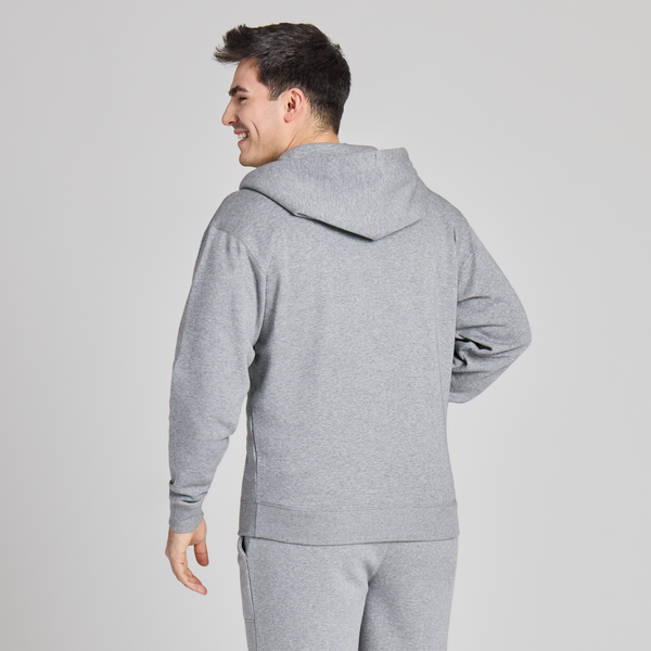 Men's Good Vibes Fleece Zip Hoodie - LIG Word Stack (Heather Grey) - Life is Good Westport, Canada