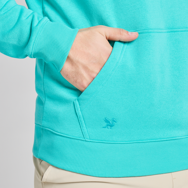 Men's Good Vibes Fleece Hoodie - LIG Wordmark (Turquoise) - Life is Good Westport, Canada
