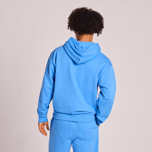 Men's Good Vibes Fleece Hoodie - LIG Wordmark (Athletic Blue) - Life is Good Westport, Canada